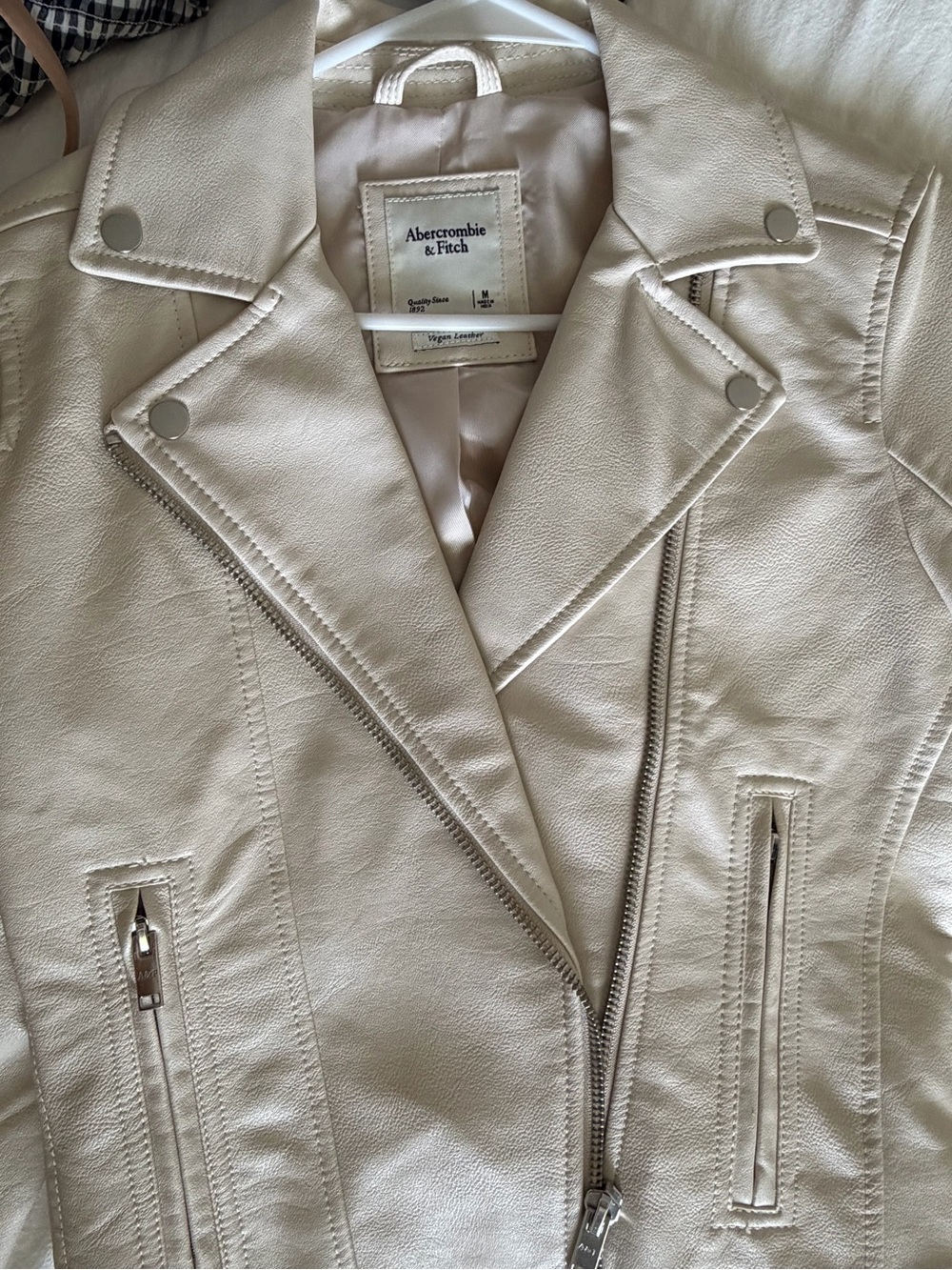 NWOT Abercrombie & Fitch Cream Moto Jacket - Women's - Picture 5 of 6